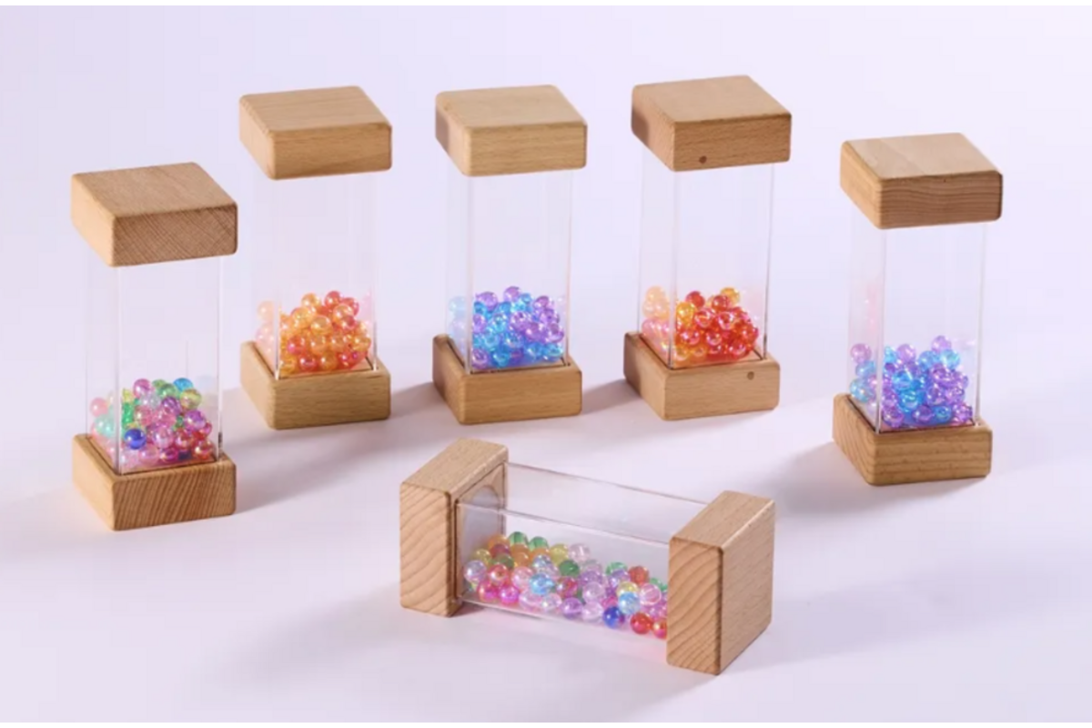 Lichtgevende houten geluidkubussen, 6 stuks