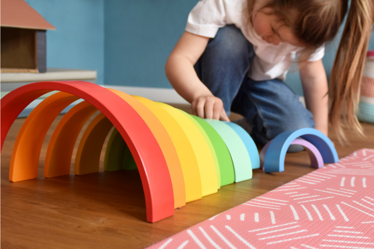 Houten Bouwblokken Regenboog XL, 14dlg.