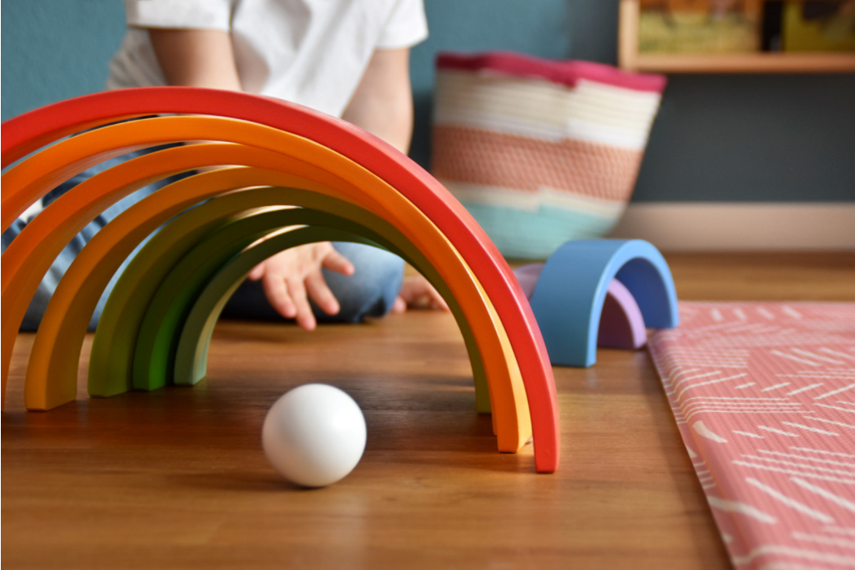 Houten Bouwblokken Regenboog XL, 14dlg.