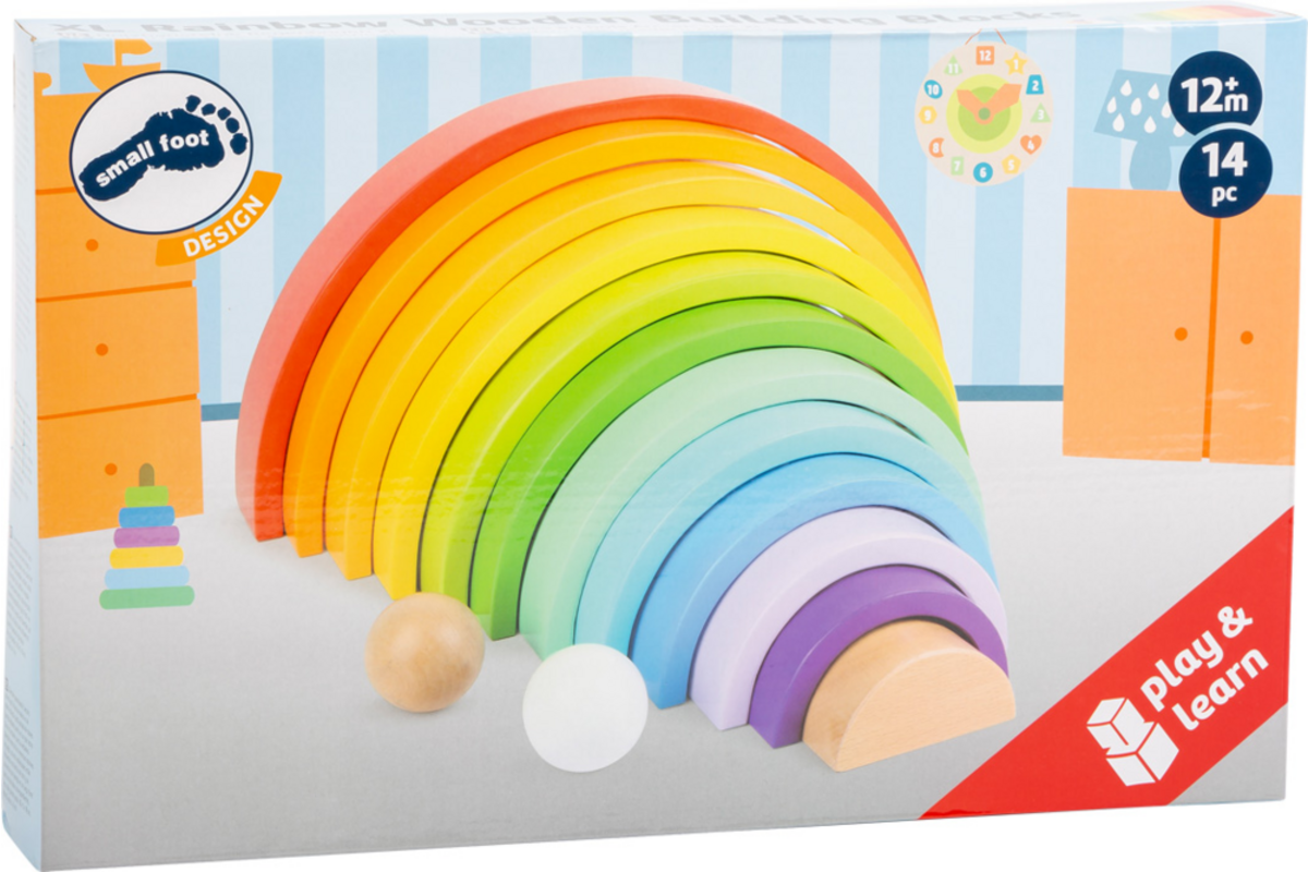 Houten Bouwblokken Regenboog XL, 14dlg.