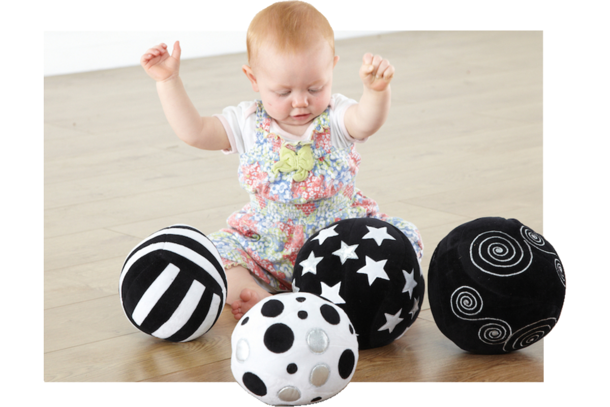 Activiteiten sensorisch ballen zwart en wit zachte 4 stuks