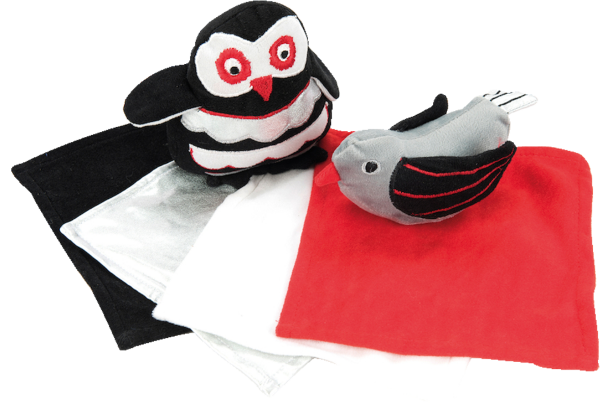 Babyspeelgoed en Mandje zwart en wit, zacht