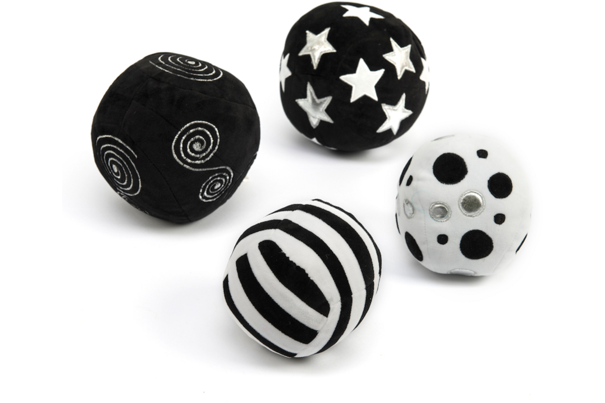 Zwarte en Witte Zachte Activiteitenballen 4pk
