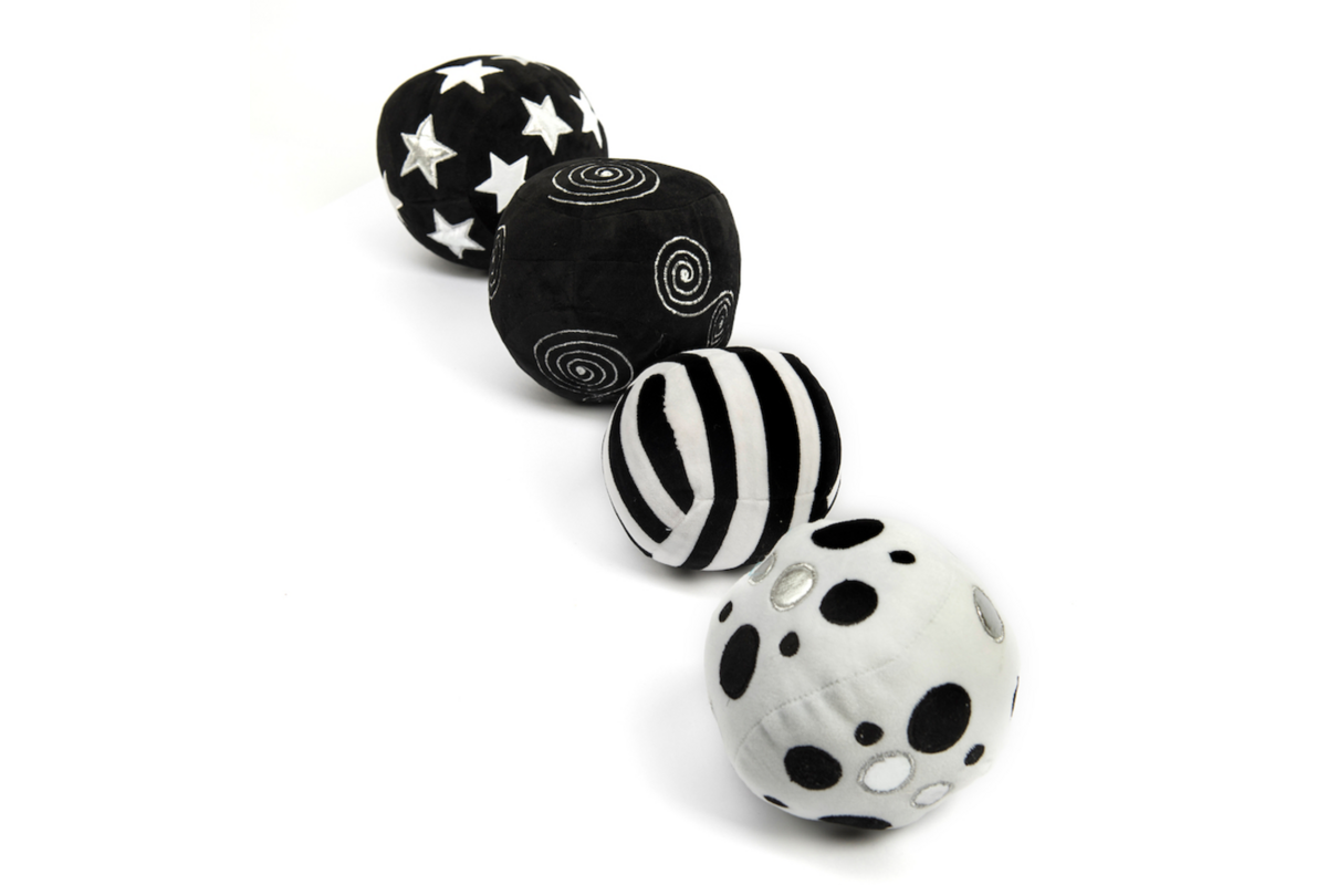 Zwarte en Witte Zachte Activiteitenballen 4pk