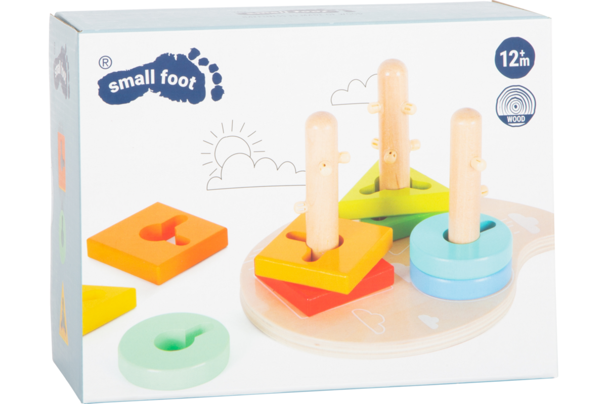 Small Foot - Houten Vormen en Sorterten Motoriek Stapelspeelgoed, 10dlg.