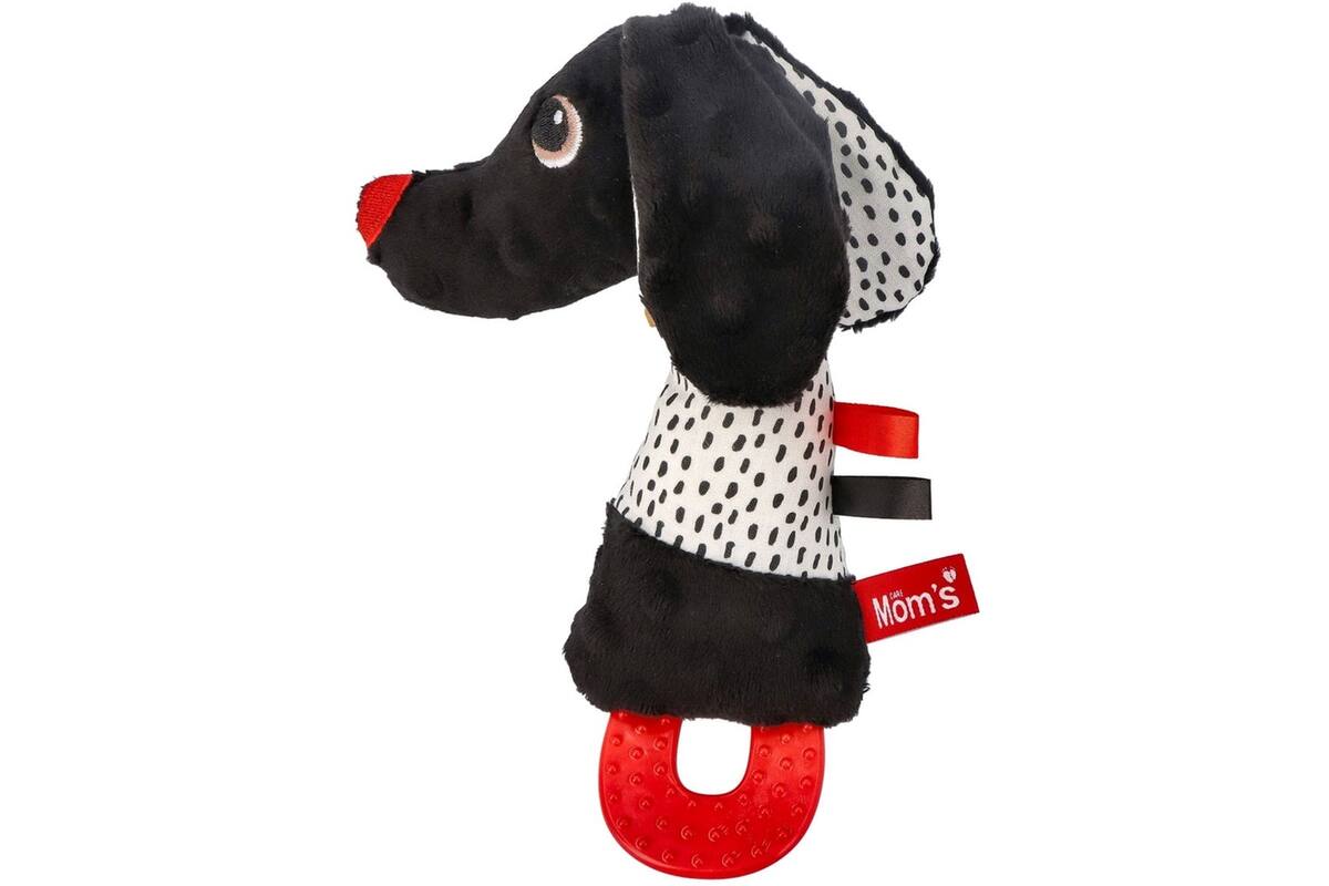 Soft baby toys - Squezze Jami dog with teether Wh