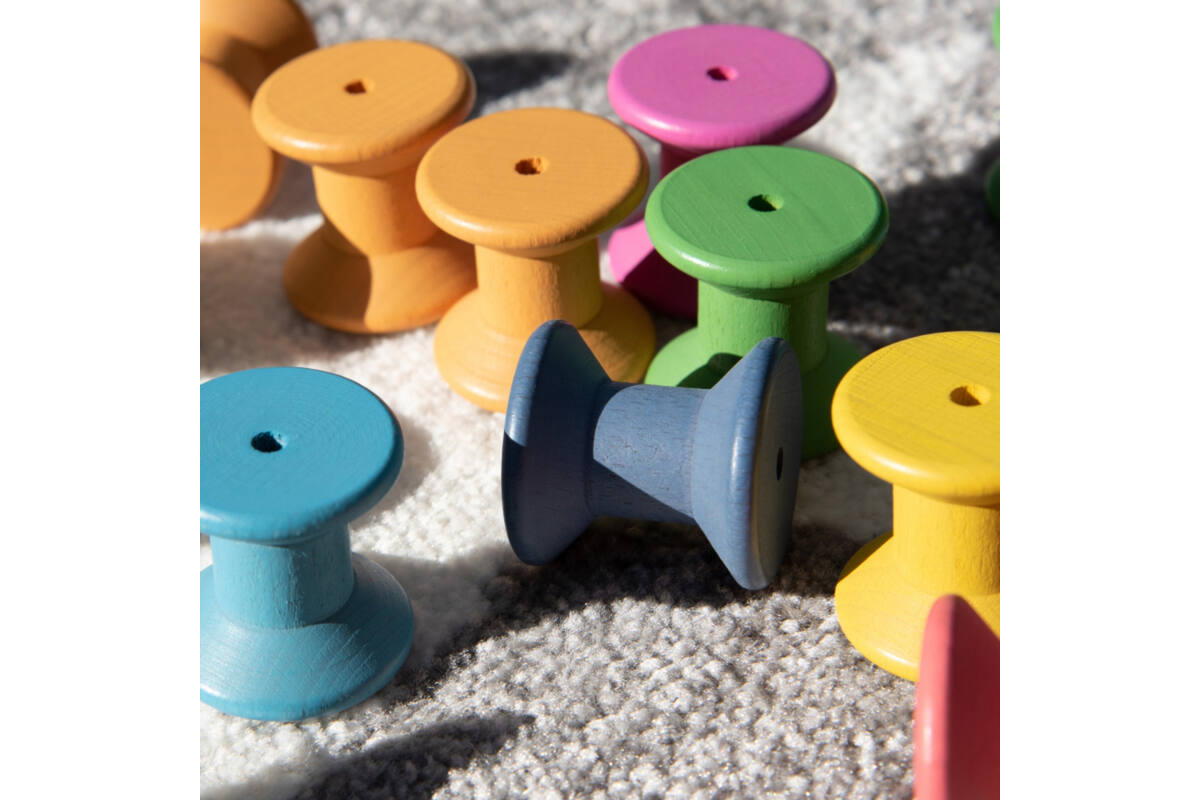 Klosjes, regenboog, van hout