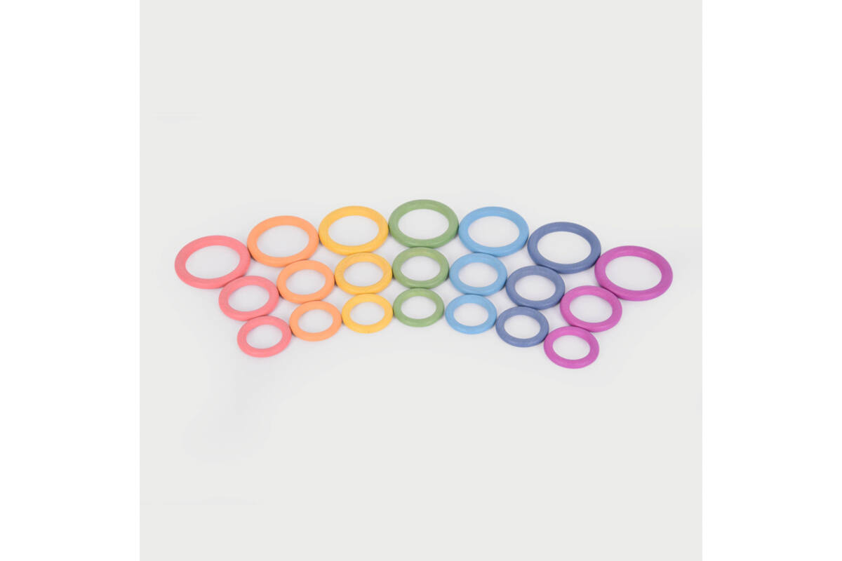 Ringen, regenboog, van hout