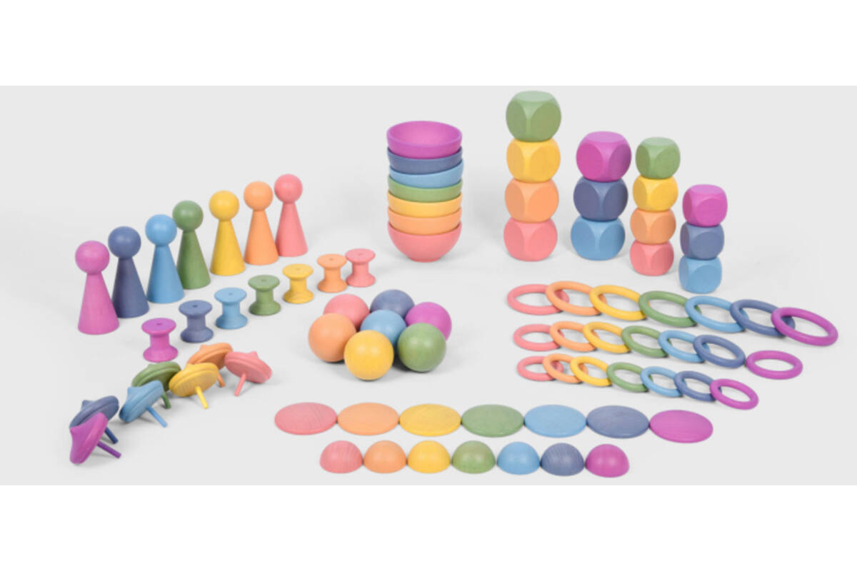Speelset groot, regenboog, van hout