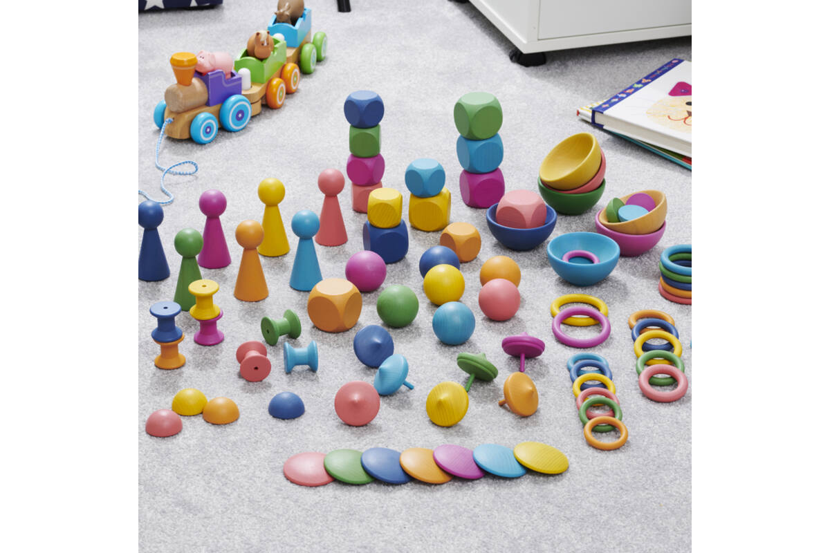 Speelset groot, regenboog, van hout