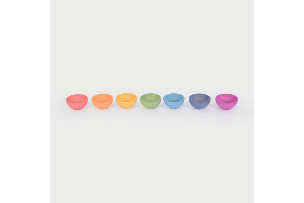 Schaaltjes, regenboog, van hout