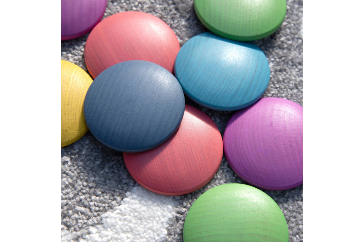 Schijven, regenboog, van hout