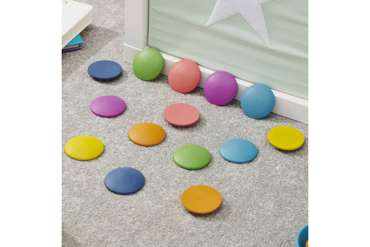 Schijven, regenboog, van hout