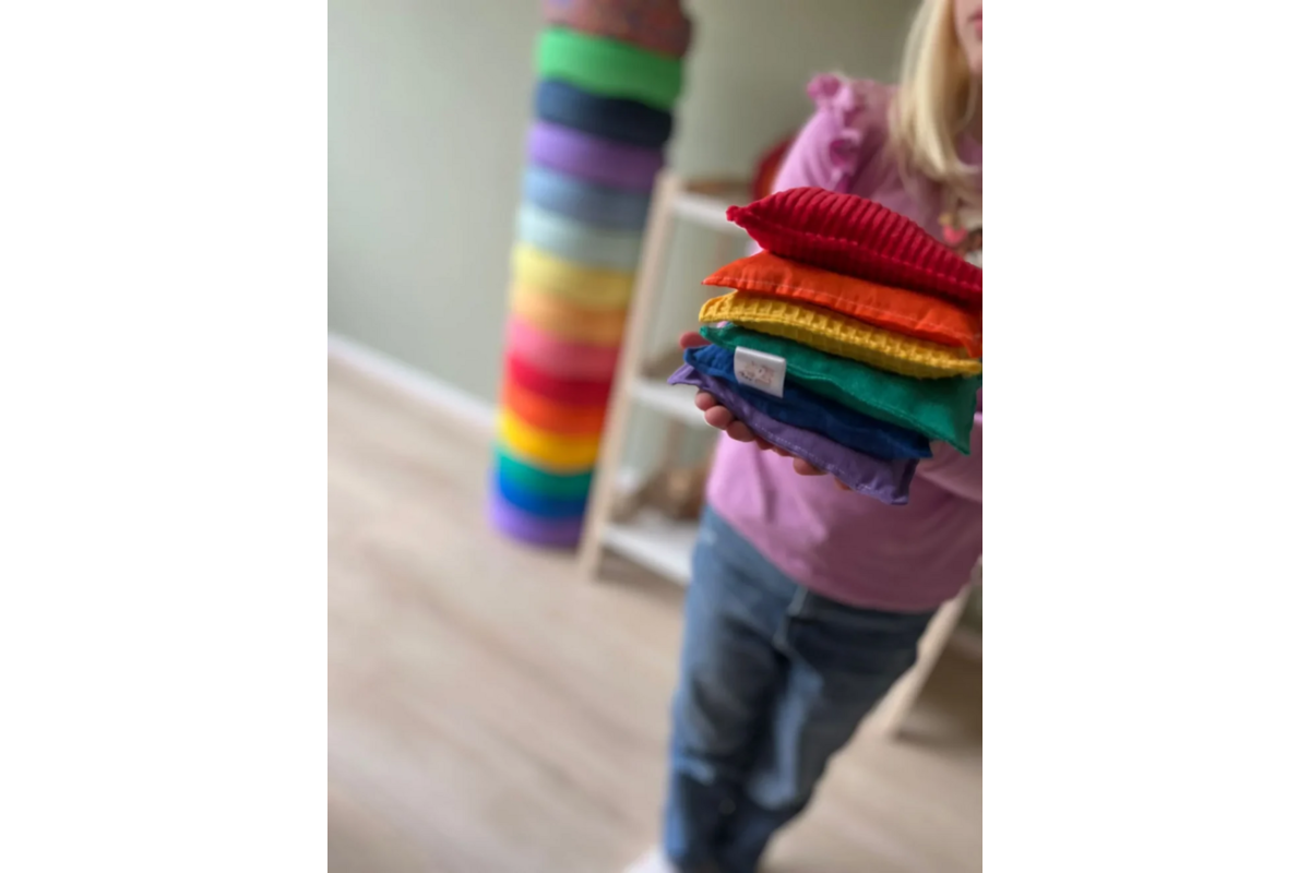 Pittenzakjes sensorisch | regenboog, 6 stuks (past bij Stapelstein)