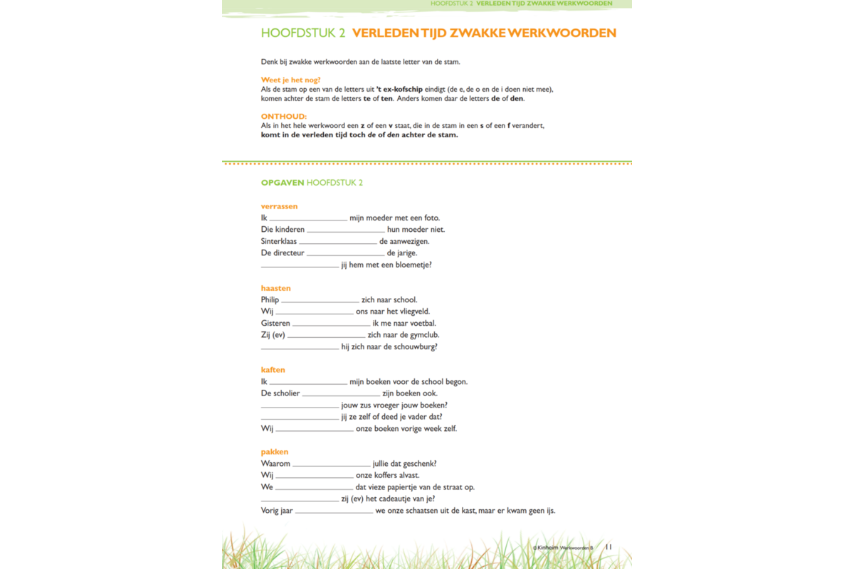 Werkwoorden deel B (5 stuks)
