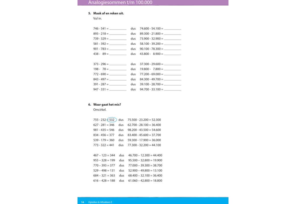 Kerndoeltrainer Optellen & Aftrekken E (5 stuks)