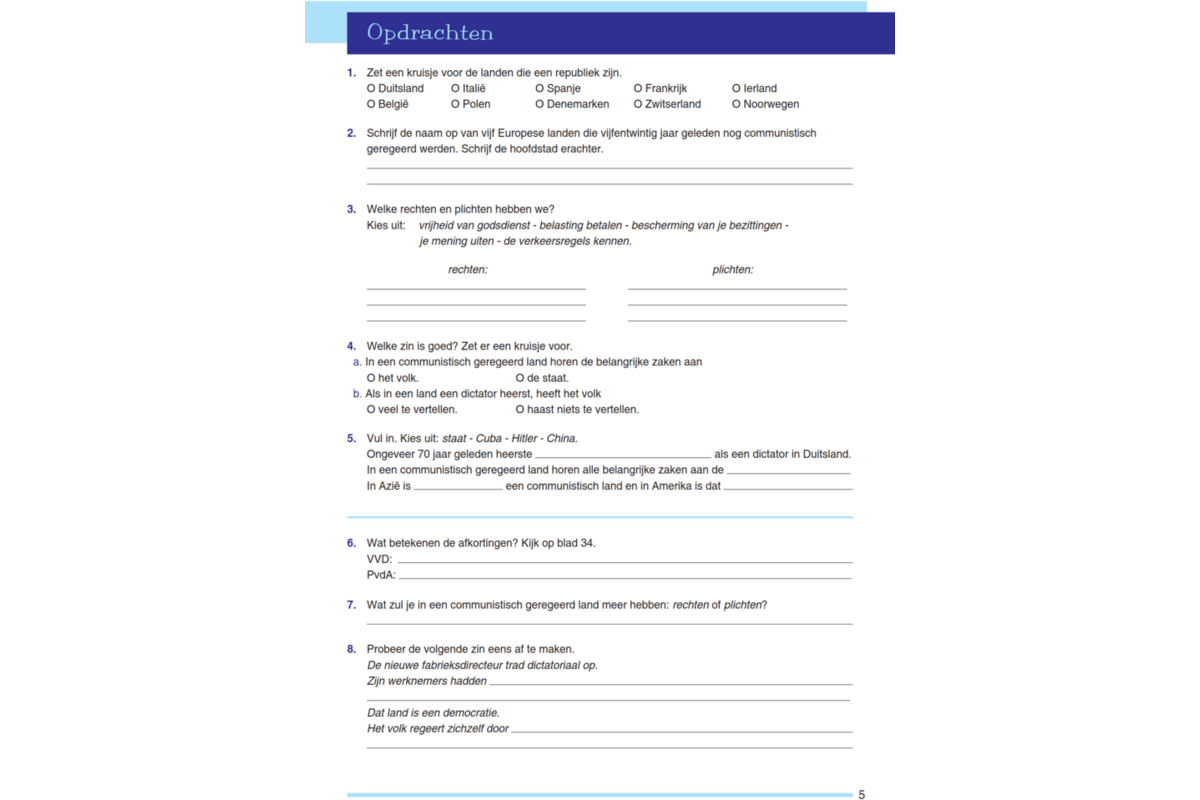 Blokboek staatsinrichting (5 stuks)