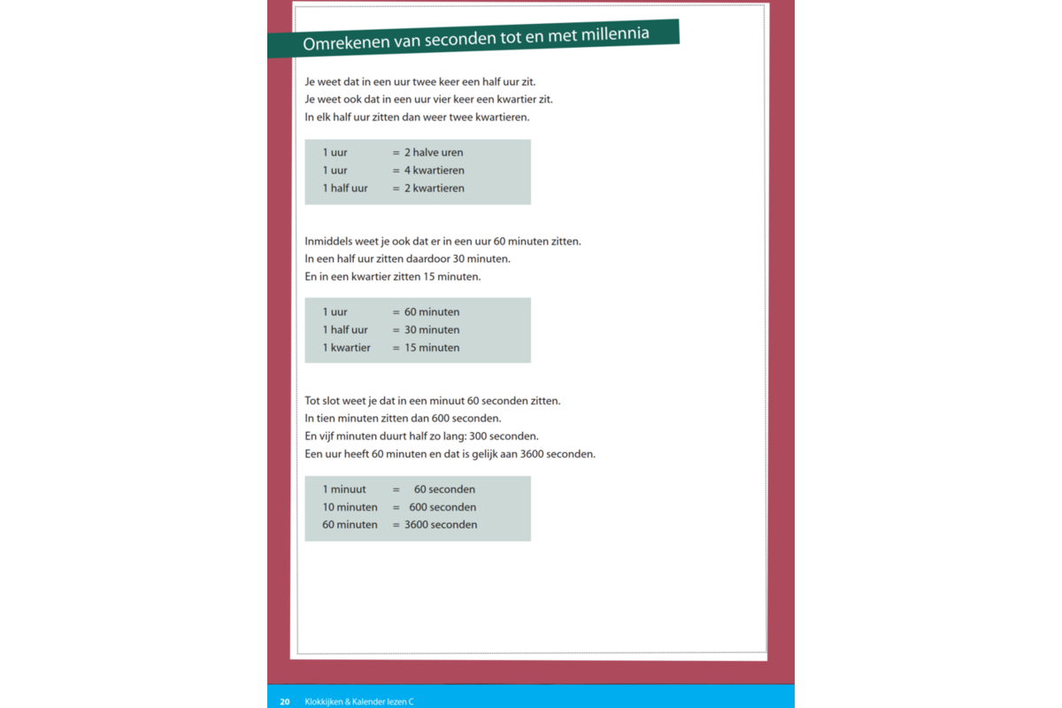 Kerndoeltrainer Klokkijken & Kalender lezen C (5 stuks)