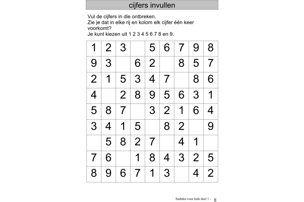 Sudoku voor Kids 1 groep 3 (5 stuks)