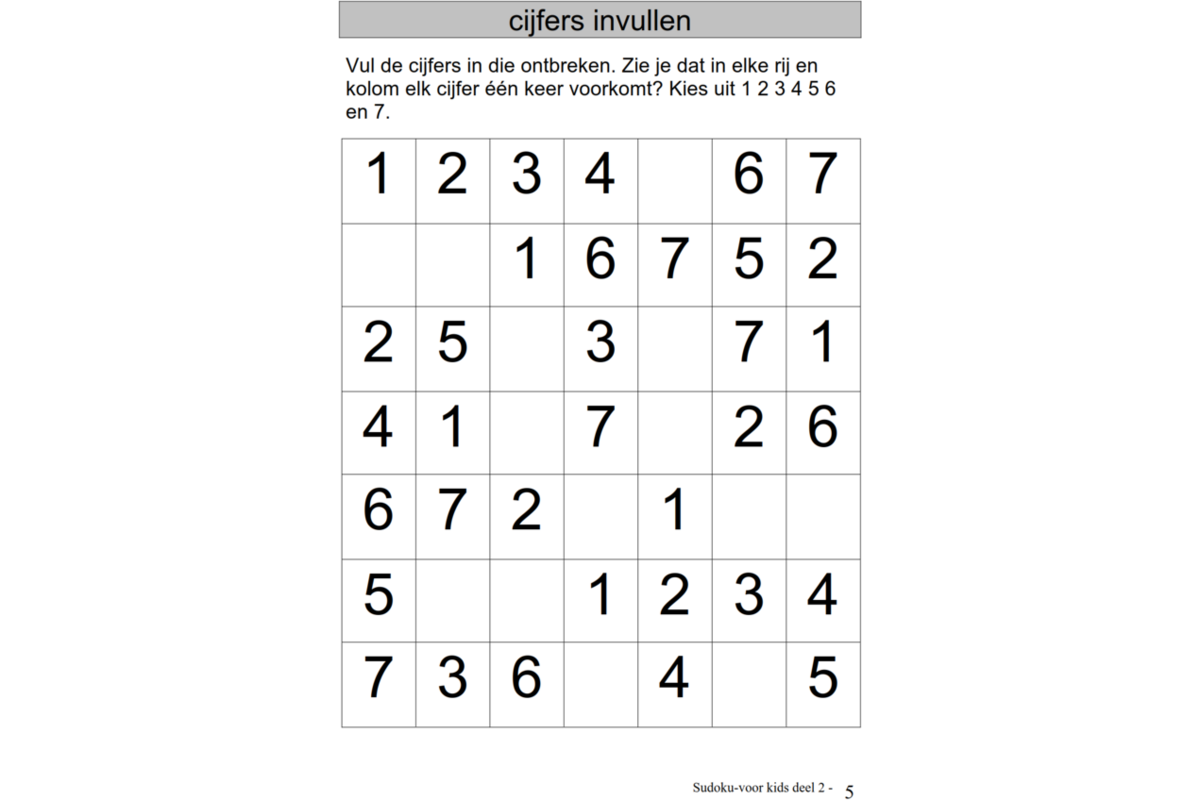Sudoku voor Kids 2 groep 4 (5 stuks)