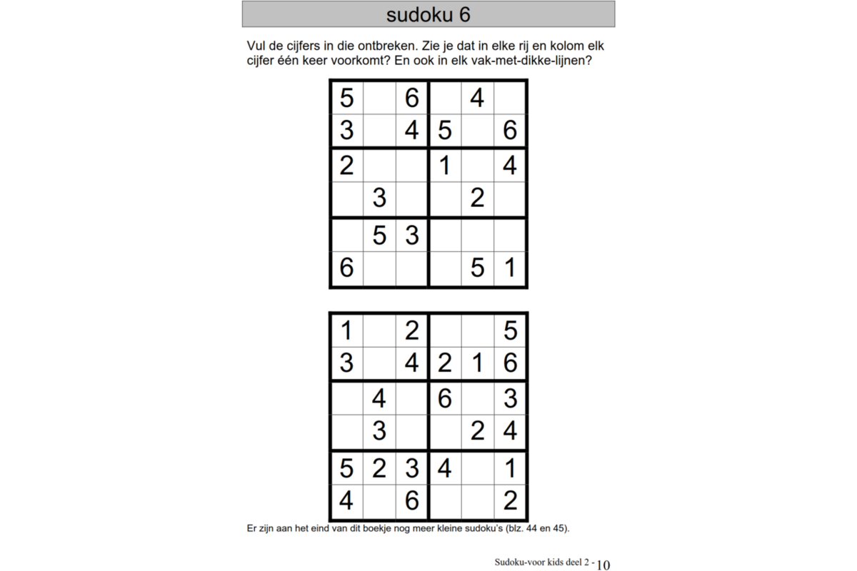 Sudoku voor Kids 2 groep 4 (5 stuks)