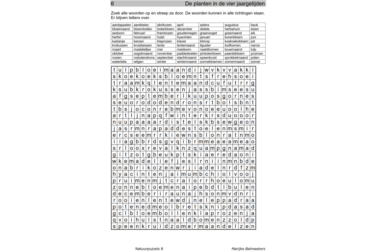 Natuurpuzzels groep 8