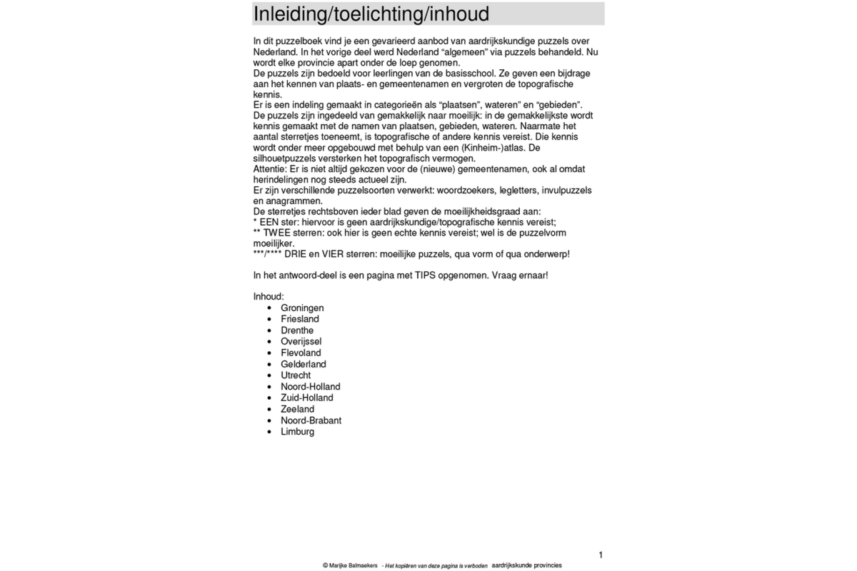Aardrijkskundepuzzels groep 6 Nederland provincies (5 stuks)