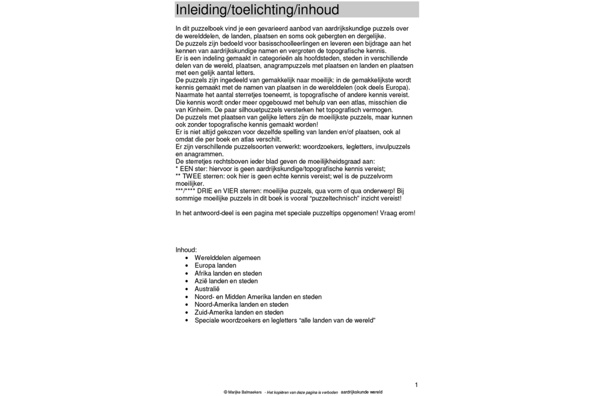 Aardrijkskundepuzzels groep 8 Wereld (5 stuks)