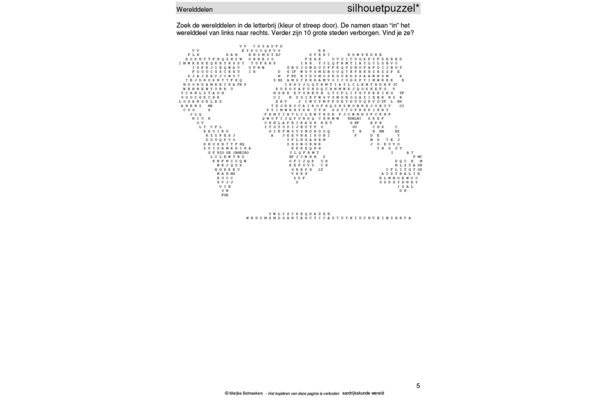 Aardrijkskundepuzzels groep 8 Wereld (5 stuks)