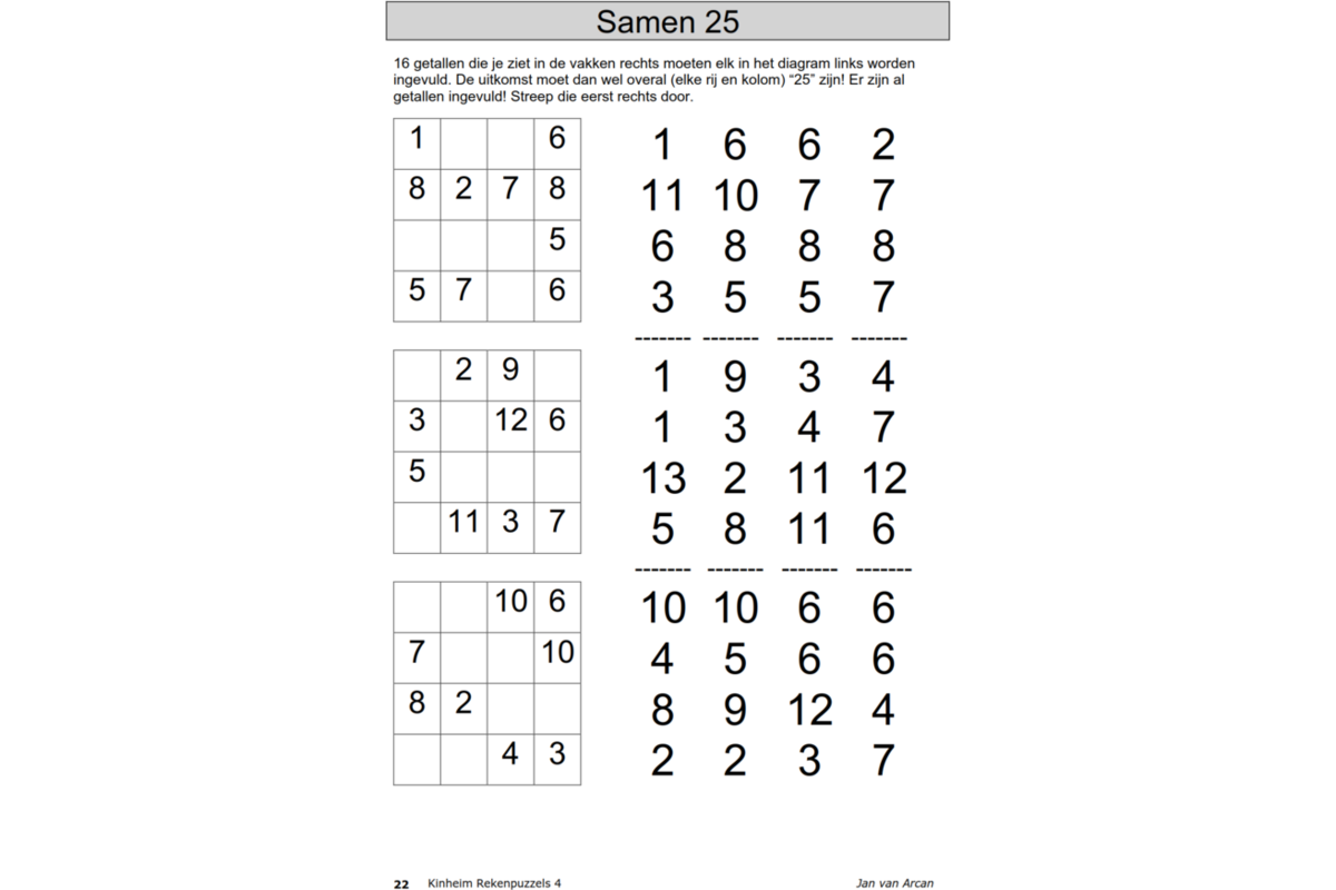 Rekenpuzzels 4 (5 stuks)