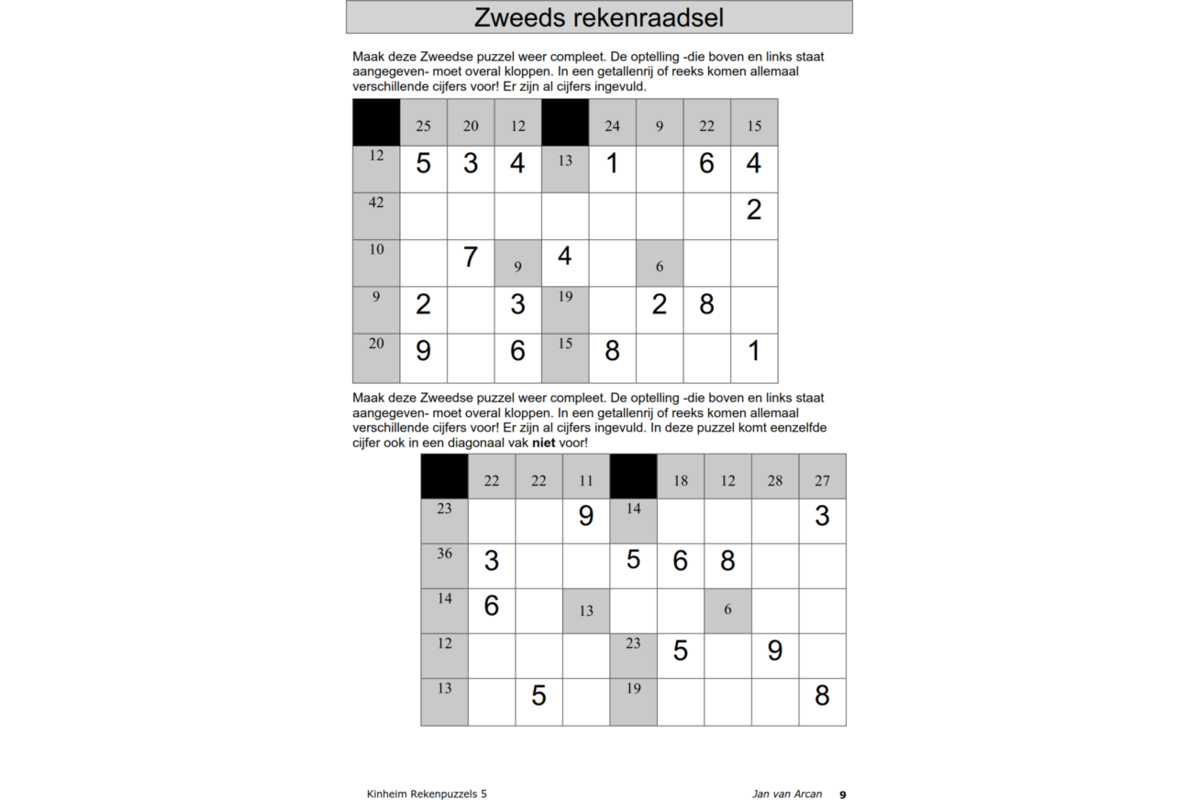 Rekenpuzzels 5 (5 stuks)