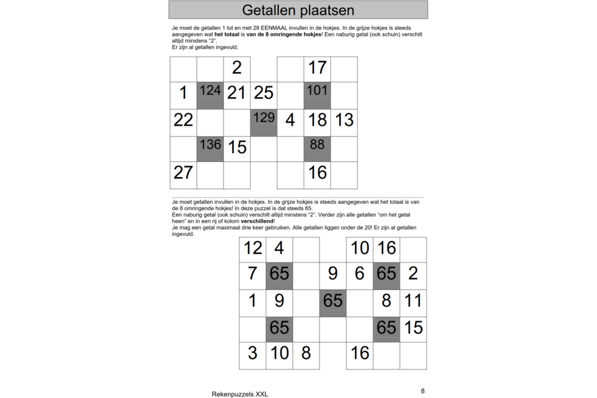 Rekenpuzzels XXL (5 stuks)