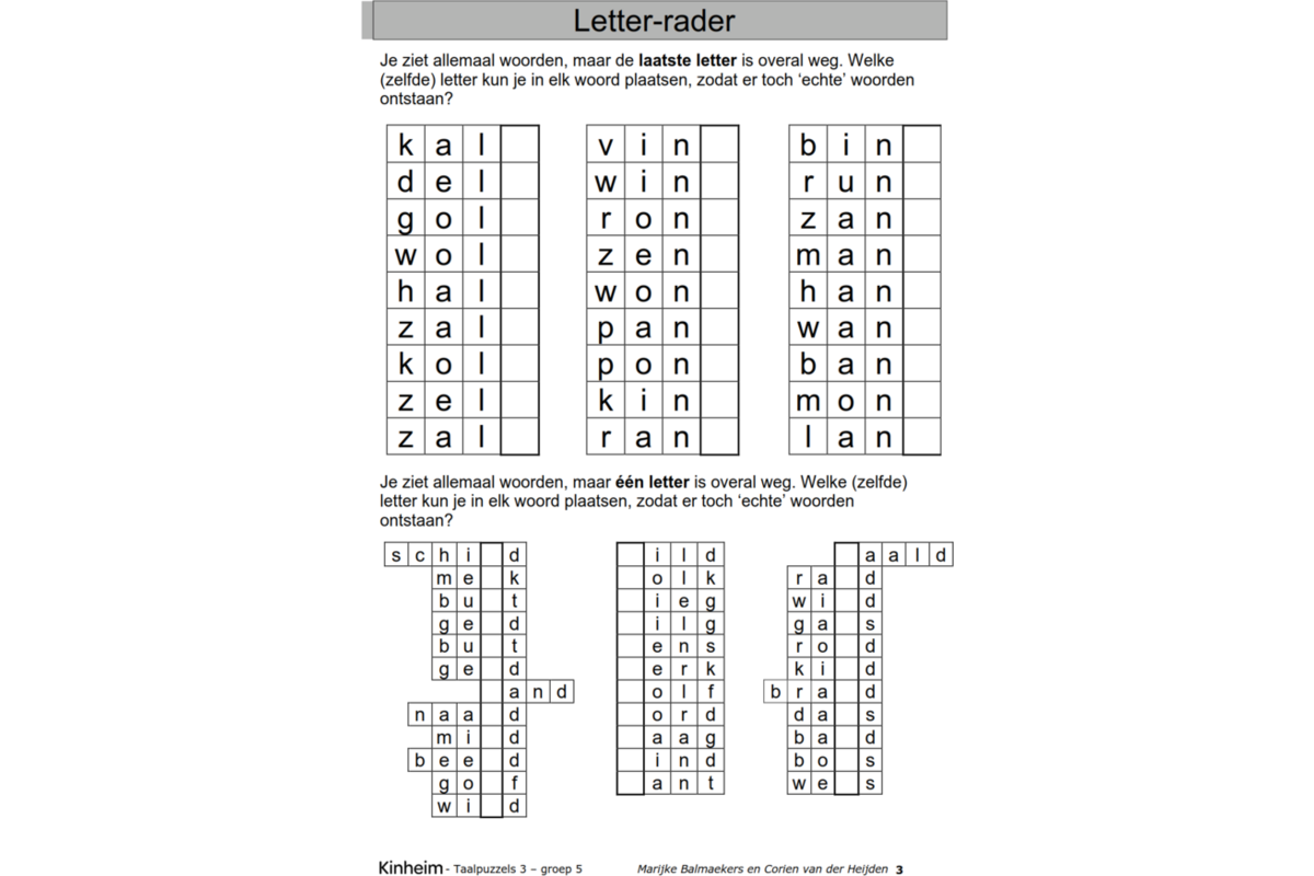 Taalpuzzels 3 groep 5 (5 stuks)