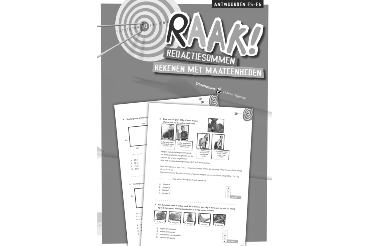 Raak! redactiesommen groep 5-6 antwoordenboek rekenen maateenheden