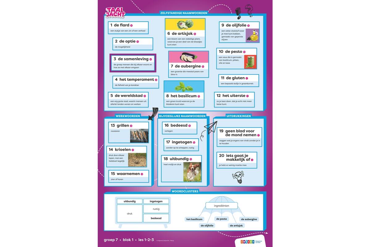 Taaljacht Taal groep 7 woordposters