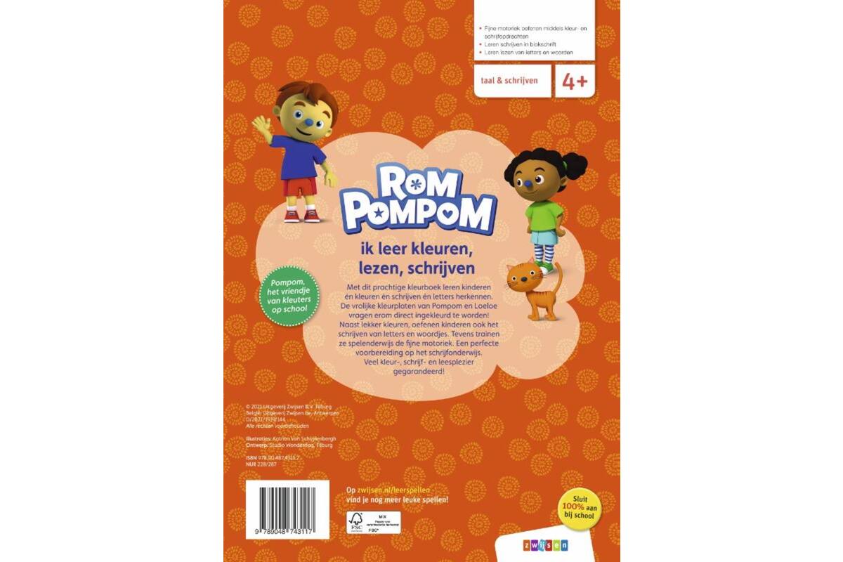 Rompompom ik leer kleuren, lezen, schrijven