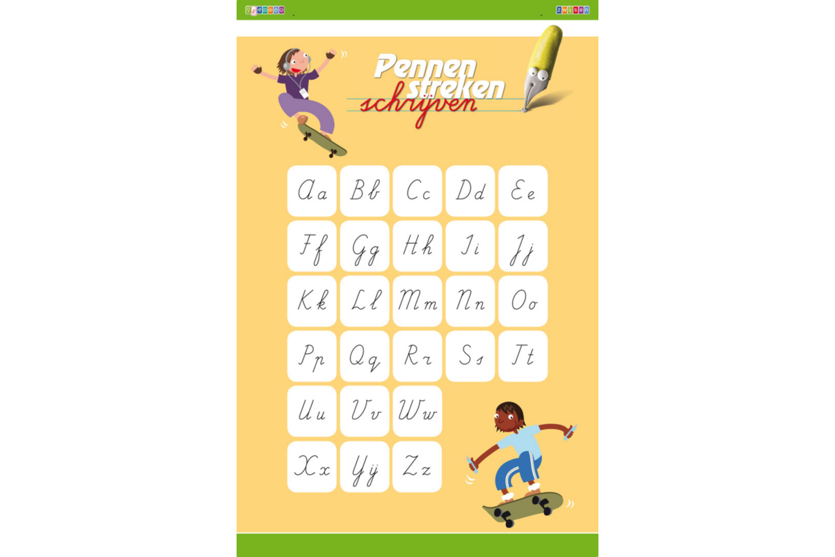 Pennenstreken 2 groep 4 t/m 8 - letterposter verbonden- en blokschrift