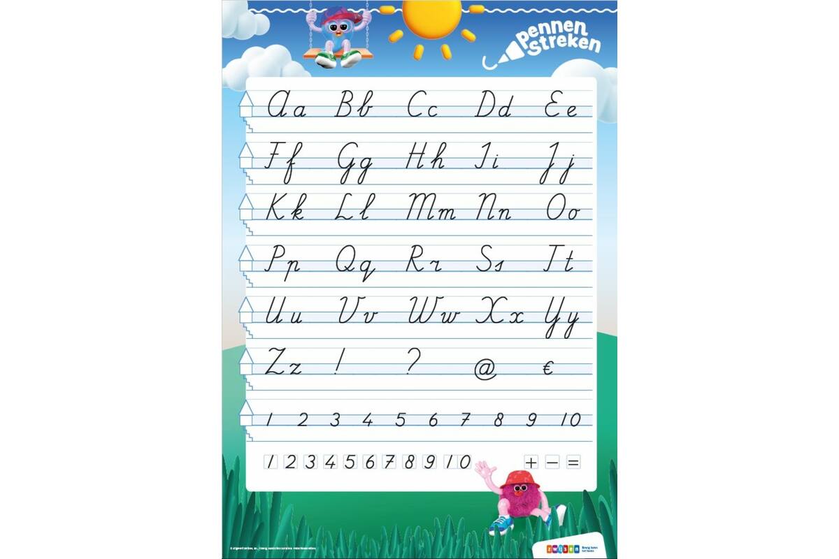 Pennenstreken 3 groep 4-6 letterposter verbonden schrift