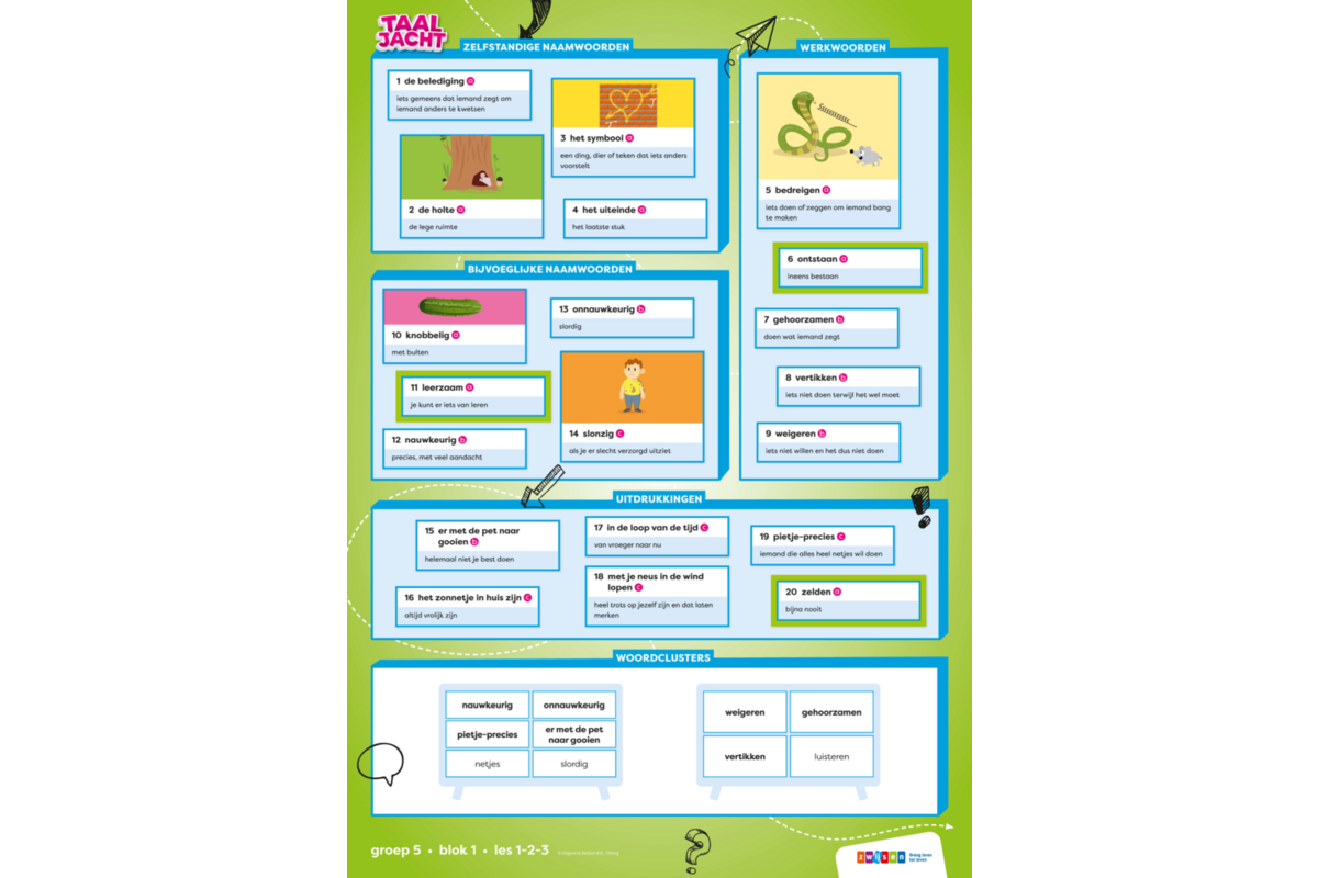 Taaljacht Taal groep 5 woordposters