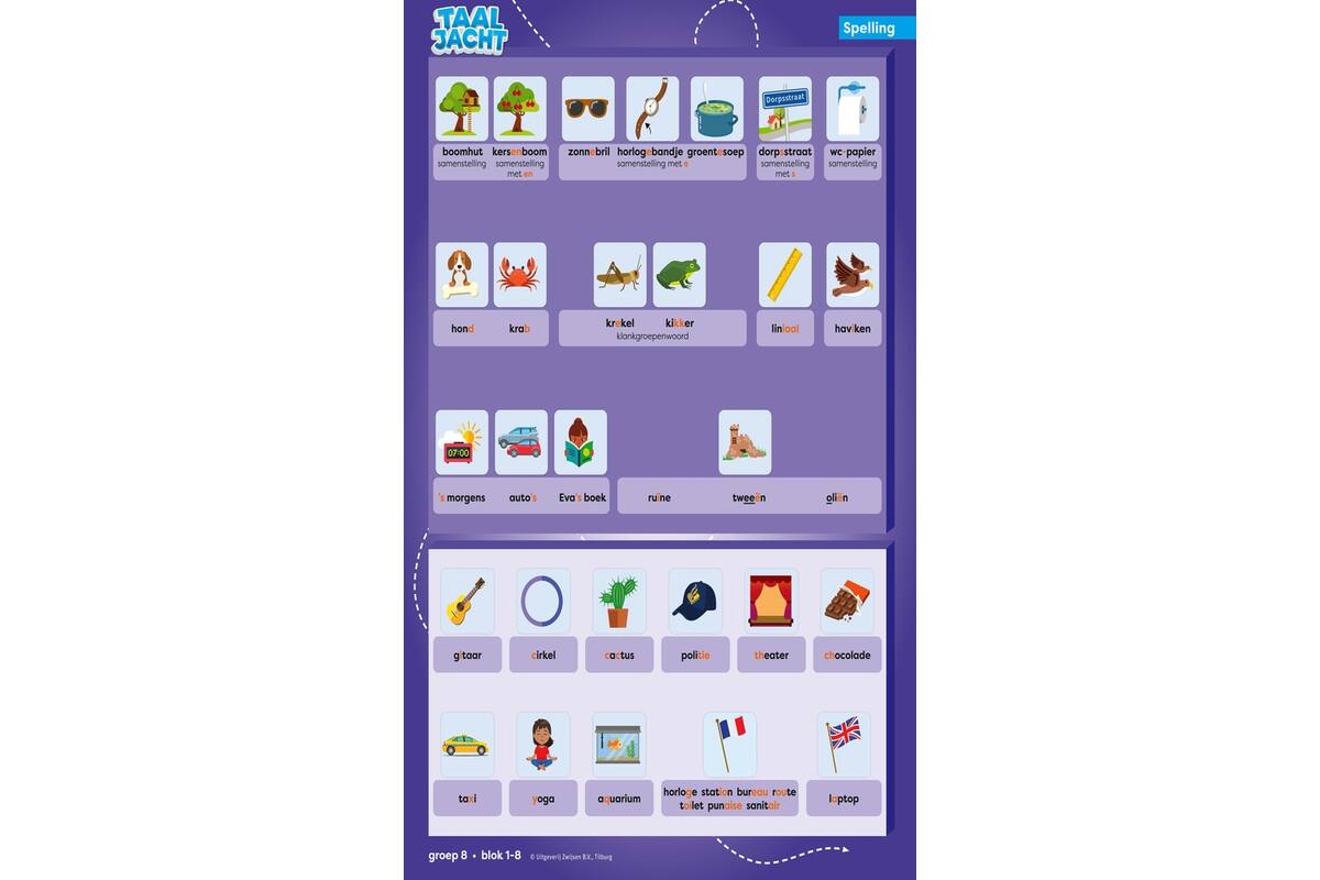 Taaljacht Spelling & grammatica groep 8 categorieposter