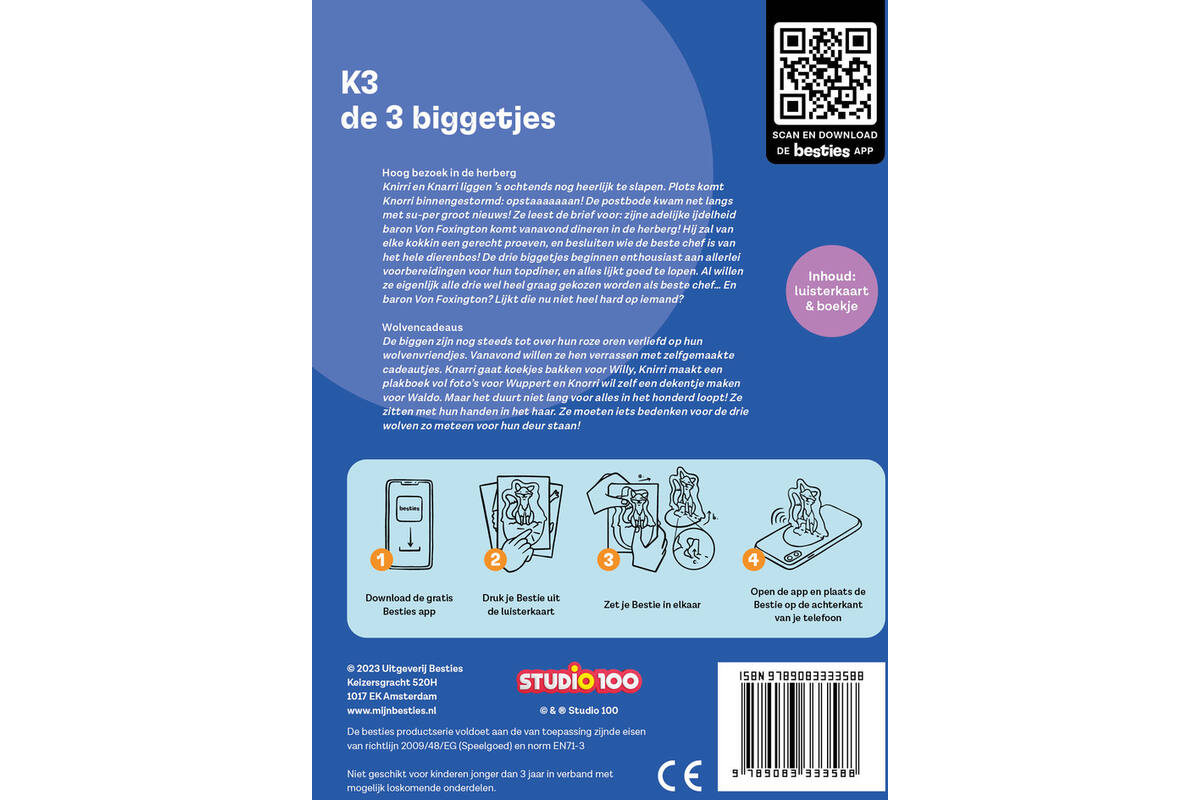 Besties luisterkaart - K3 - de 3 biggetjes
