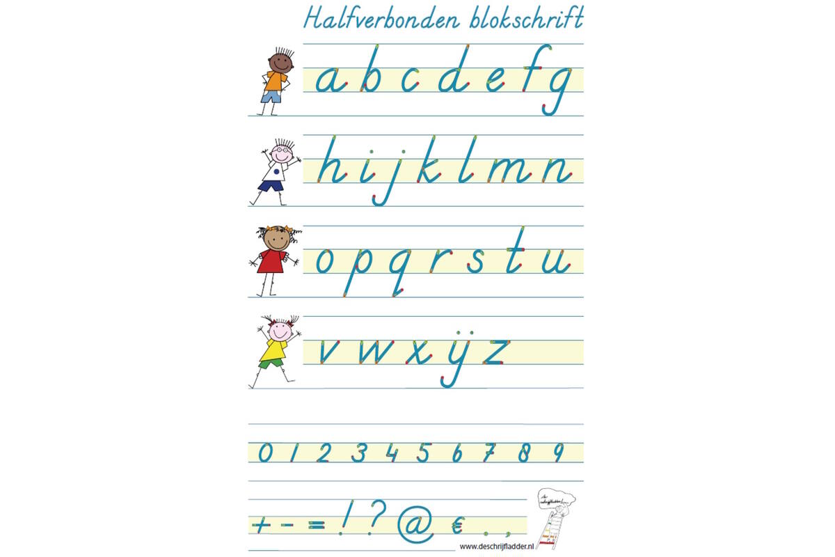 Handiger Handschrift groep 3 alfabet poster halfverbonden blokschrift