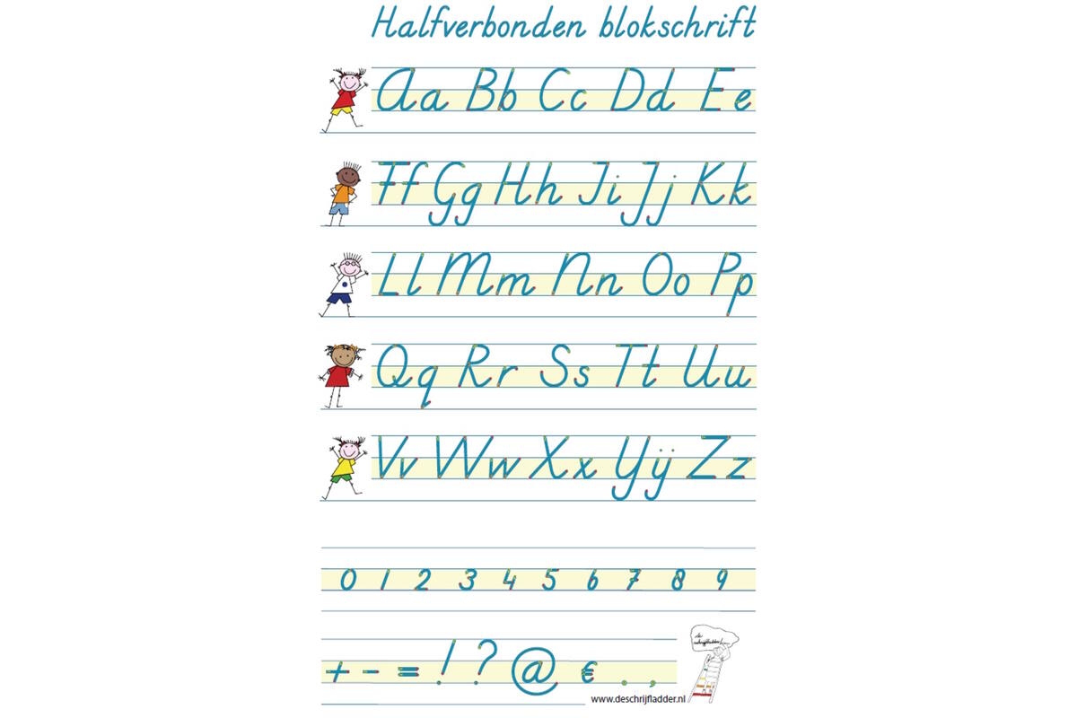 Handiger Handschrift groep 4-8 alfabet poster halfverbonden blokschrift