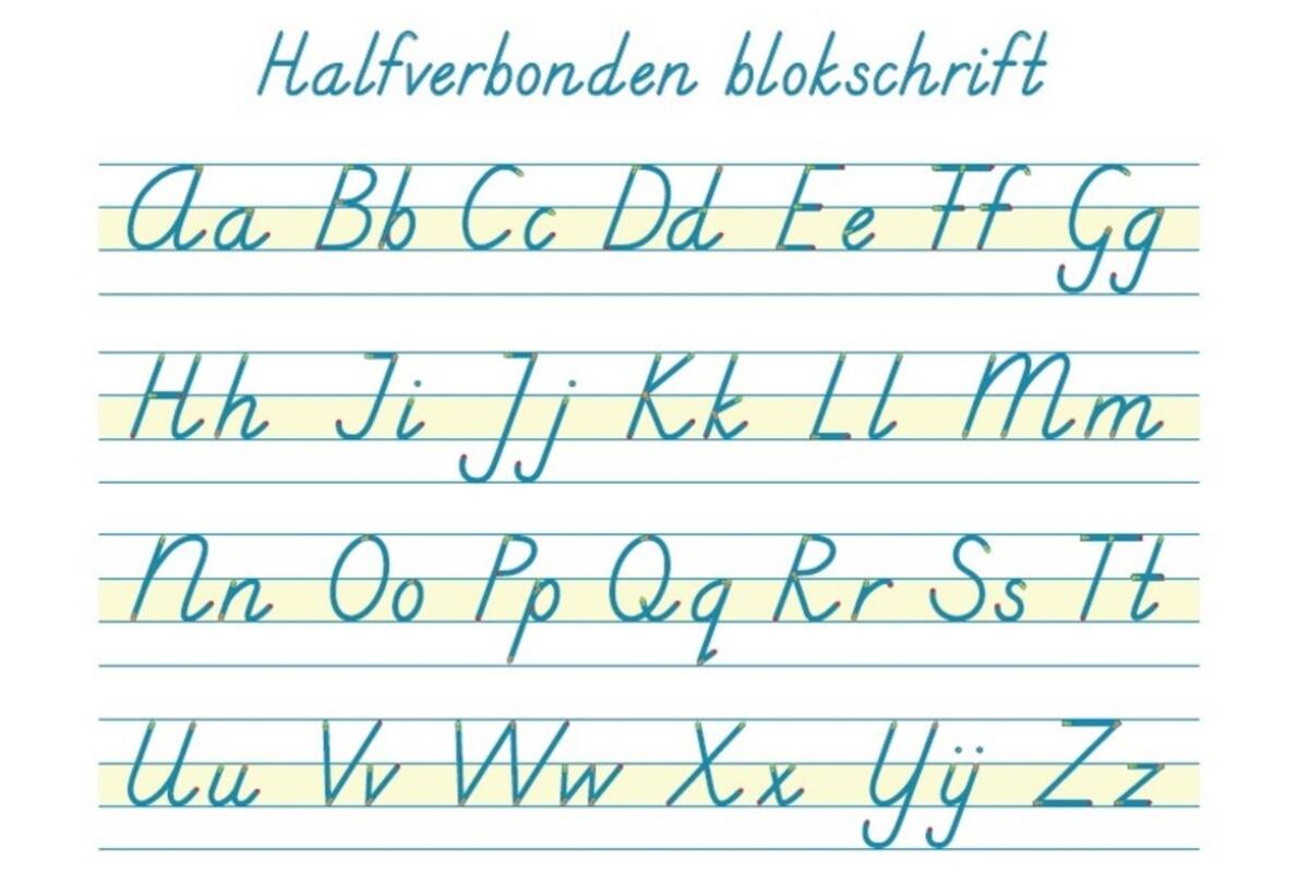 Handiger Handschrift groep 4-8 alfabet tafelkaarten halfverbonden blokschrift