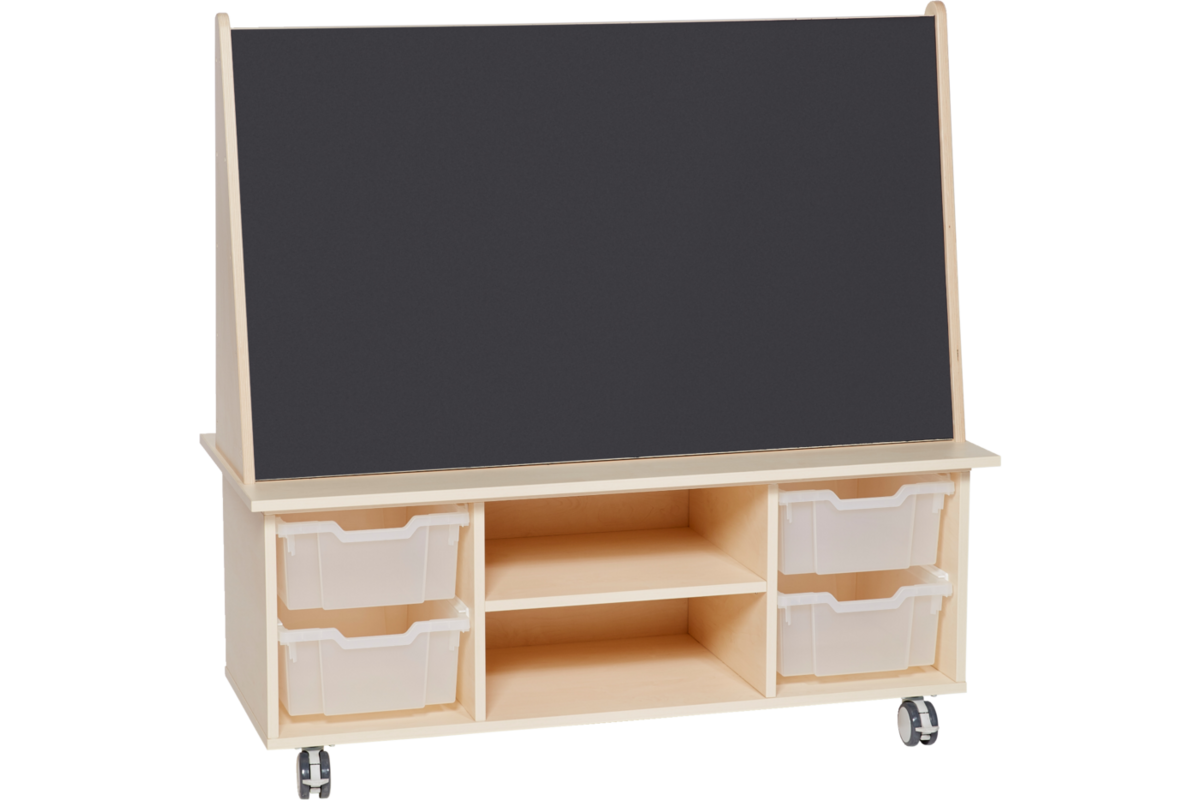 Bordenkar Ahorn 1x magnetisch whiteboard, 1x krijtbord