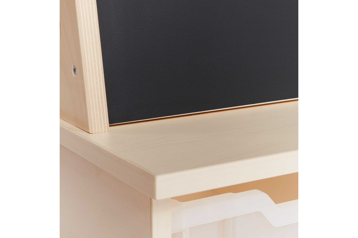 Bordenkar Ahorn 1x magnetisch whiteboard, 1x krijtbord