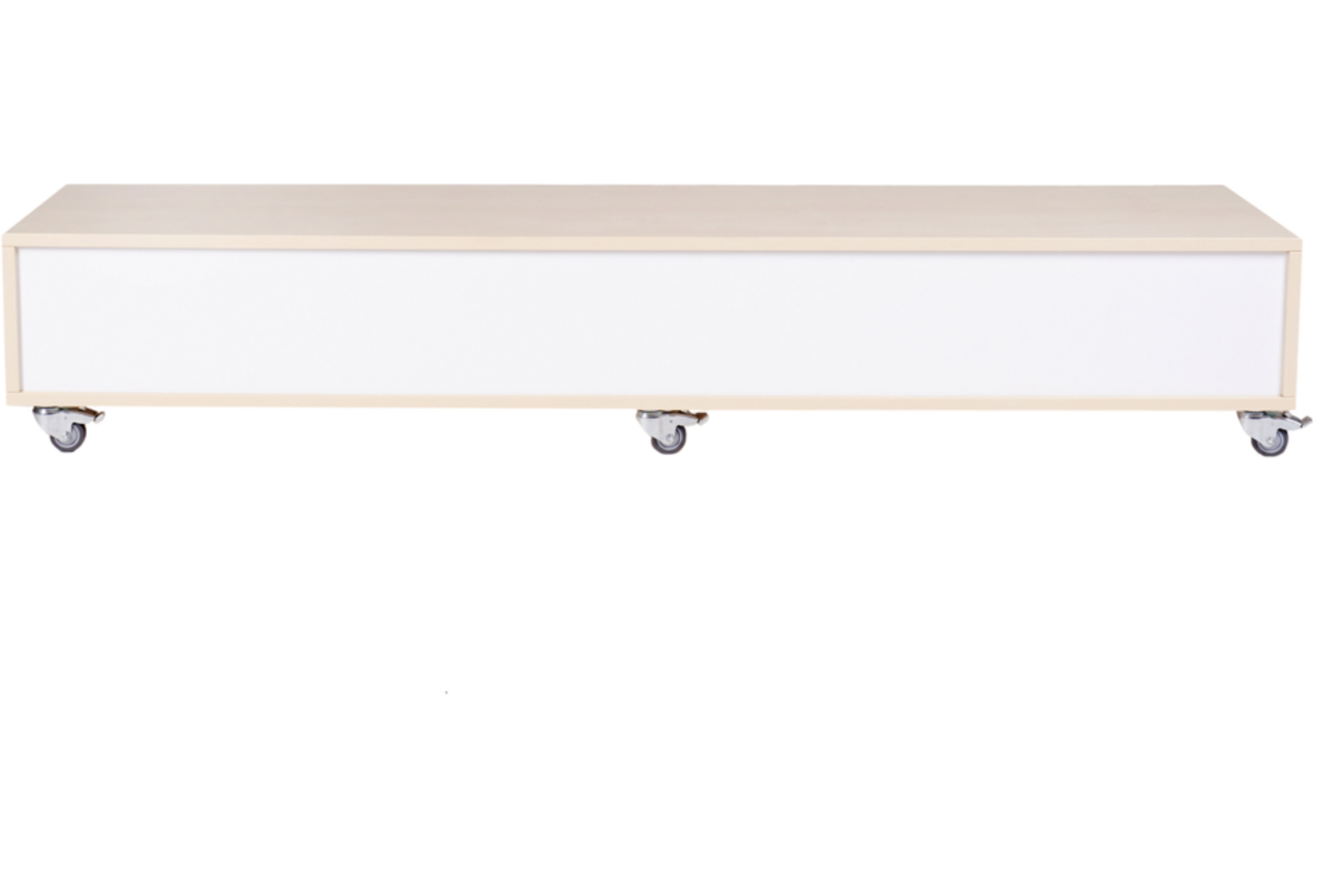 Peuterbank recht 172 x 43 x 30 cm incl wielen, 5 lades 15 cm hoog, ahorn