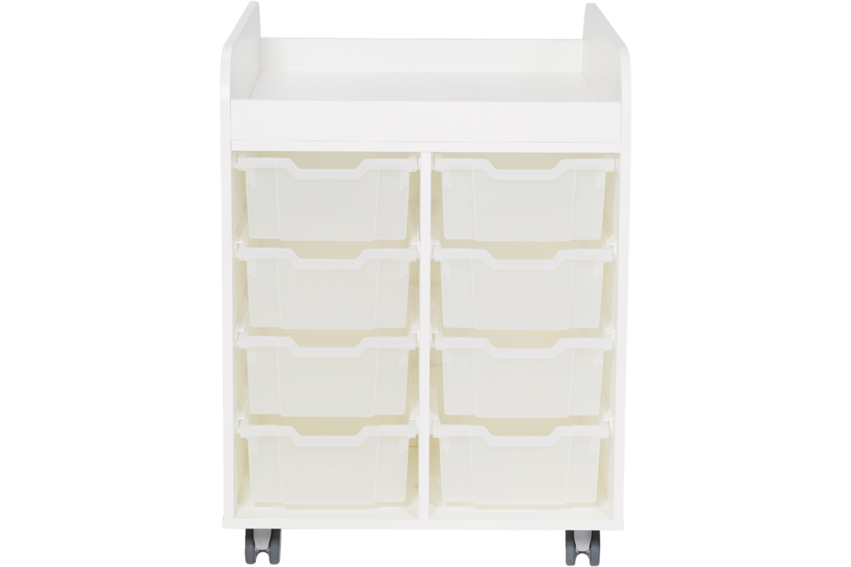 Steamkast hoog 94,7 x 89 x 70,6 cm, wit incl. wielen, excl. laden