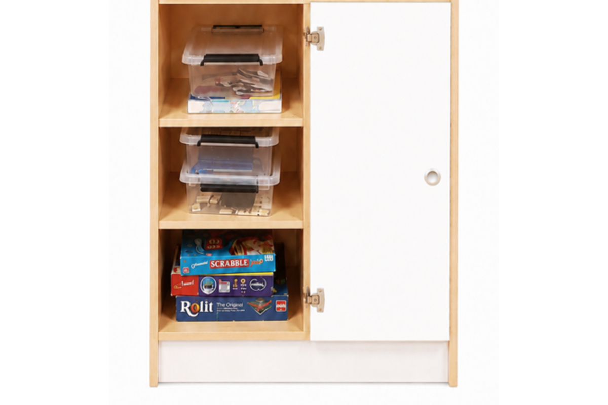 Kast 180 graden onder, 100x90x50 cm (lxbxh) | Ahorn, op plint, deuren wit/Ahorn
