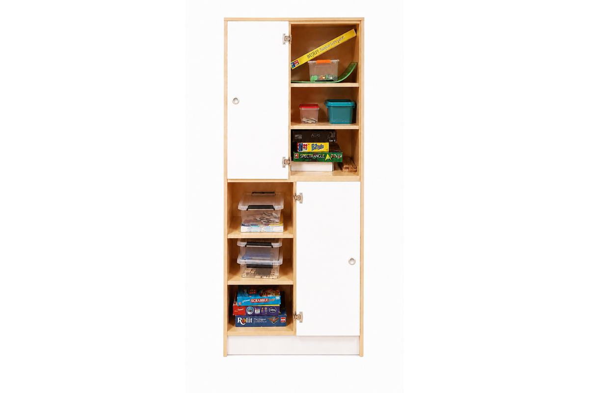 Kast 180 graden onder, 100x90x50 cm (lxbxh) | Ahorn, op plint, deuren wit/Ahorn